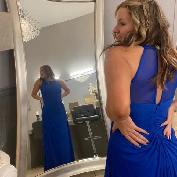 horizon blue dresses david's bridal Kennedy Blue Keely Velvet Bridesmaid Dress – Wedding Shoppe
